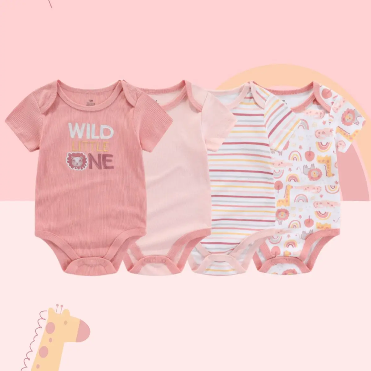 Summer High Quality Cotton Short Sleeves Unisex Toddler Baby Rompers 4Pcs 0-12M baby Clothes