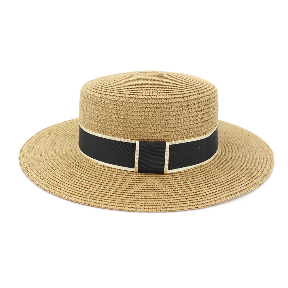 Flat Top Hats Fashionable Women Straw Hats Sun Outside Beach