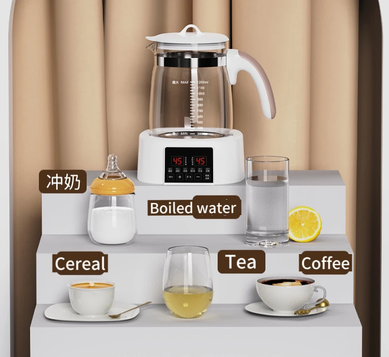 New Arrival Portable Electric Kettle LCD Display Timer Accurate Glass Milk Modulator Automatic Keep Warm Function Household