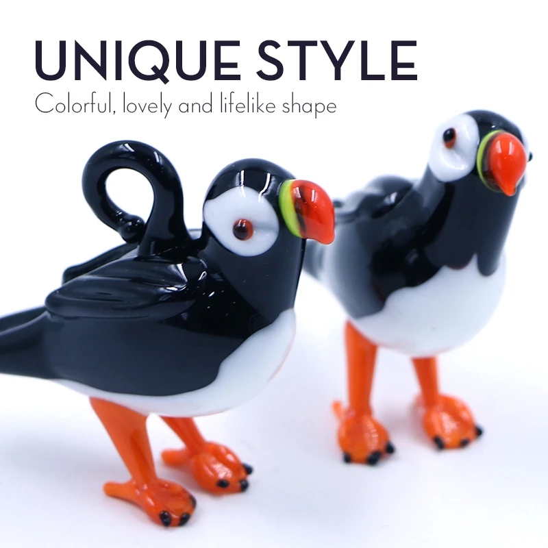 High Quality Handmade Murano Animal Glass Bird Puffin Figurine Ornament