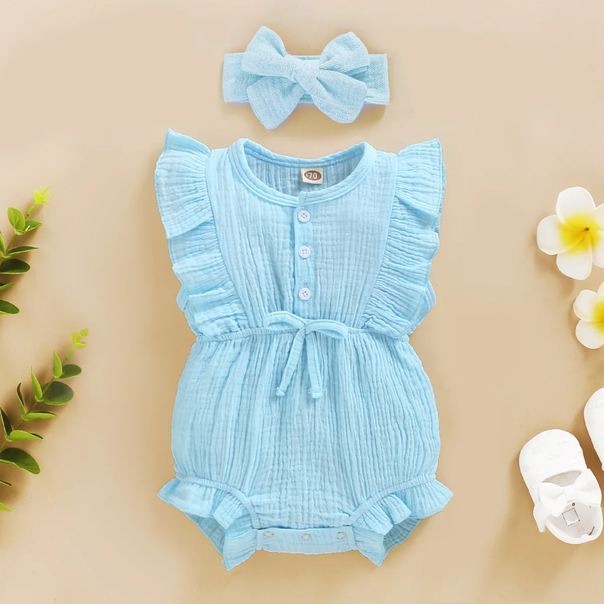 BKD 2021 lovely girls bow headband with dress romper new born baby girl set beby cloths
