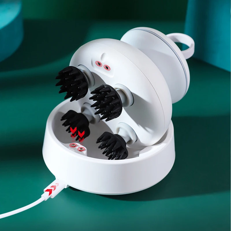 Electric Silicone Waterproof Hair Scalp Massager Rechargeable Heat Head Scalp Relax Massager For Human And Pet