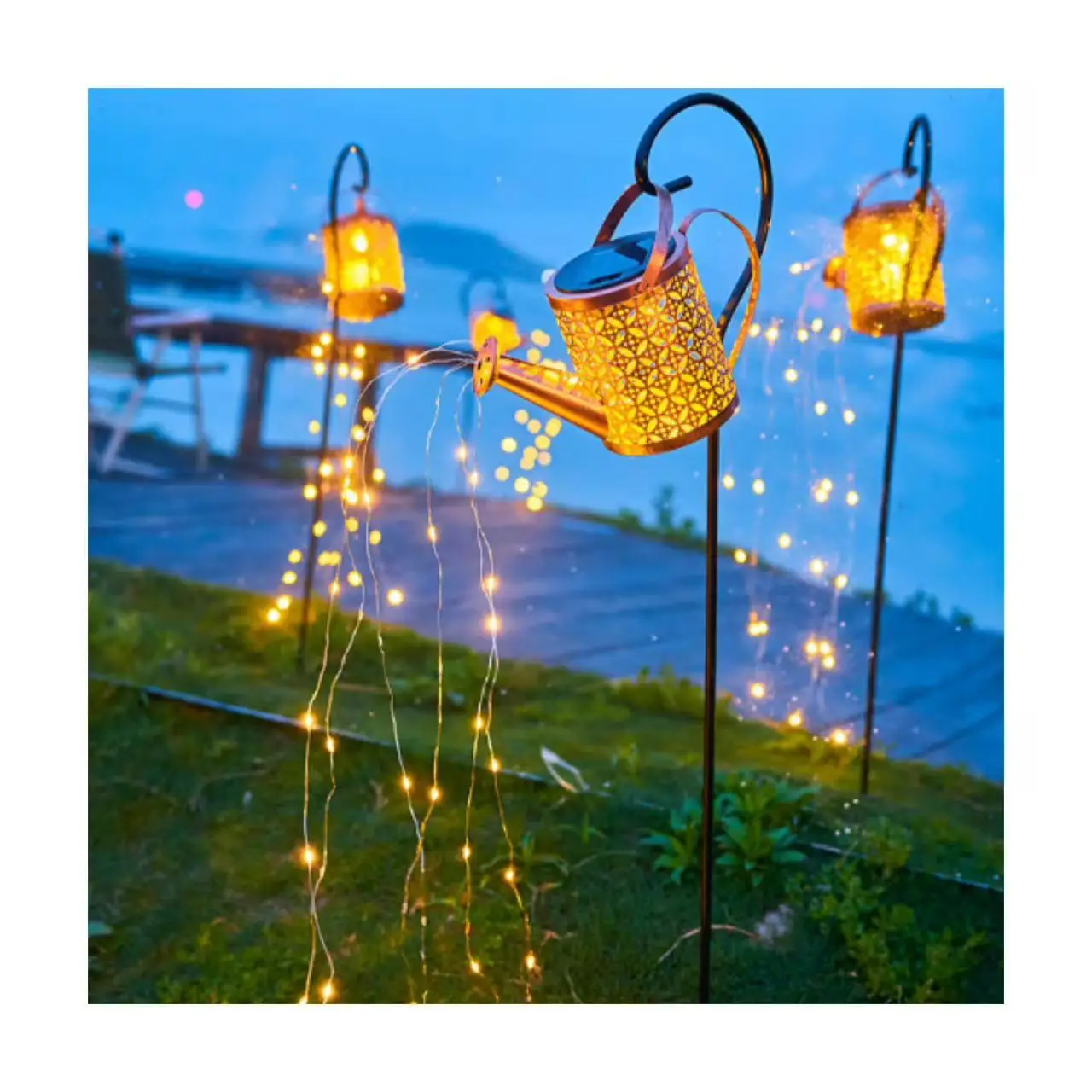 Solar Star Watering Can Fresh Beautiful Garden Decoration Wedding Seaside Lawn Party Outdoor Waterproof Stereo Night Light