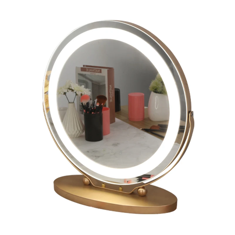 desktop makeup mirror customized round illuminated smart led bathroom mirrors with lighting