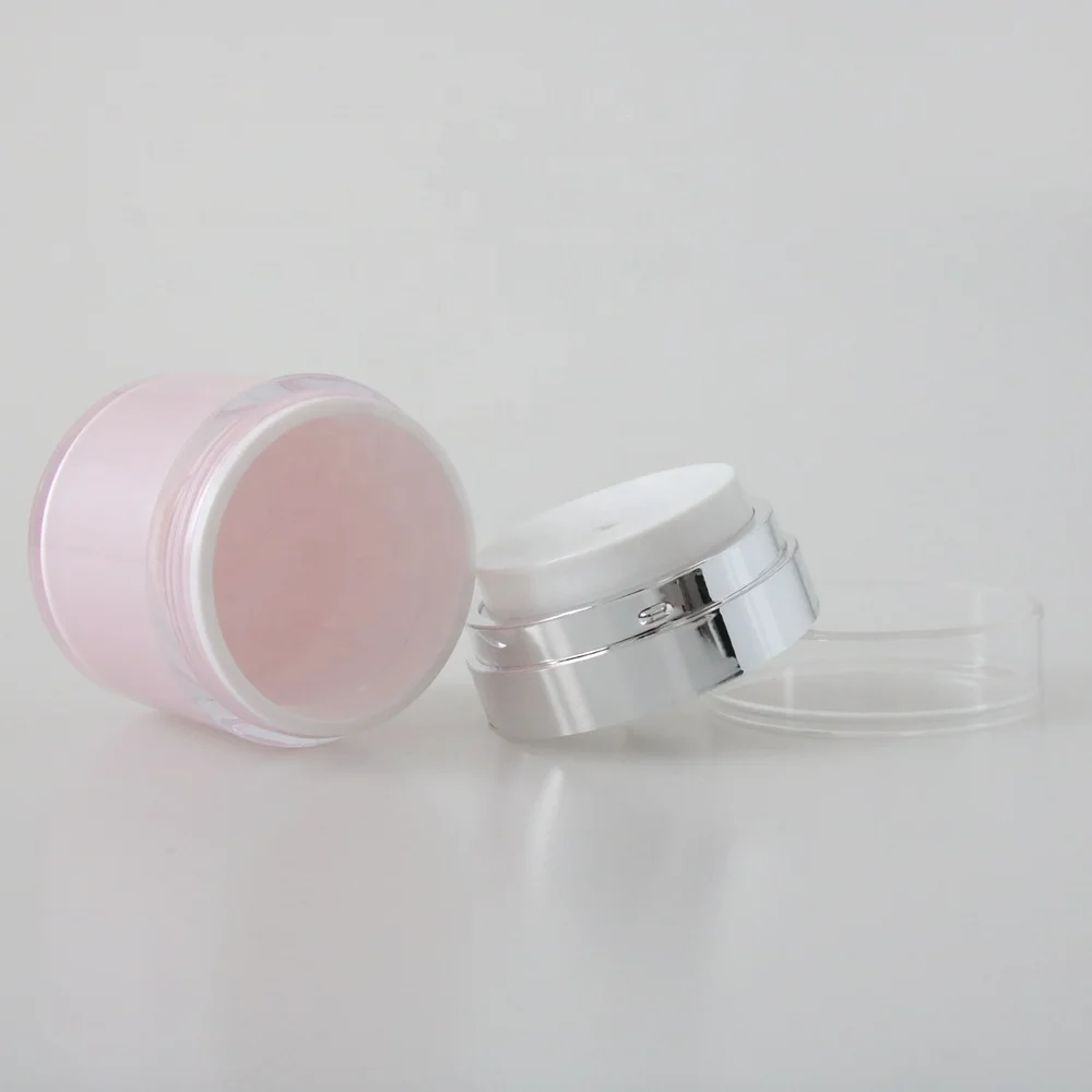 15g Round Pink Acrylic Plastic Airless Pump Cream Jar for Cosmetics Packaging Container