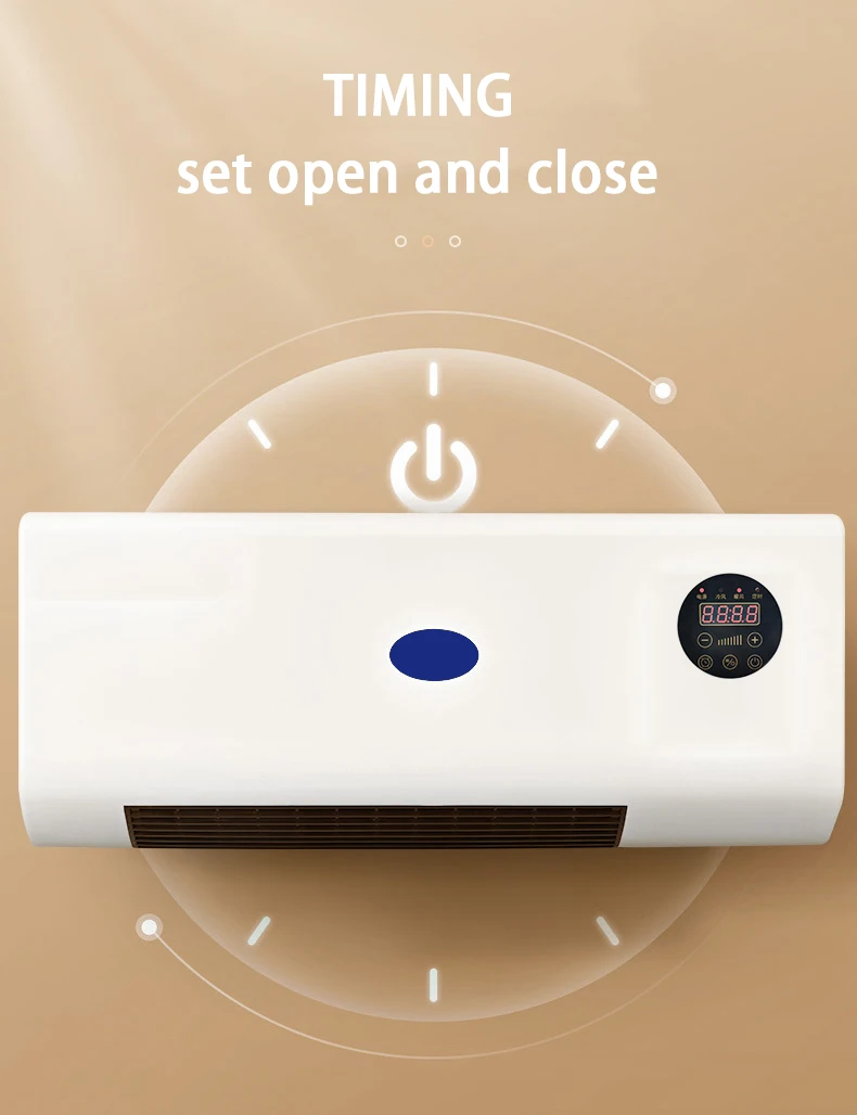 Guangdong 2000W Auto Adjustable Home Room Bladeless Wall Mounted Ceramic Warmer Fan Heater Indoor Electric Heating Fan