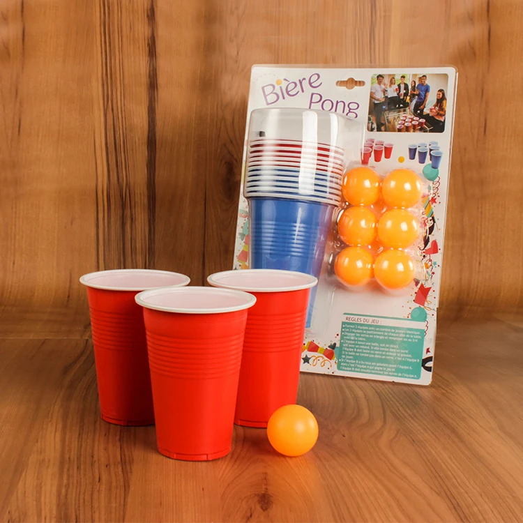 12 cups+6 balls Beer Pong Party Game Set PP Disposable Cup  Drinking Game Red cup with Food Grade Material