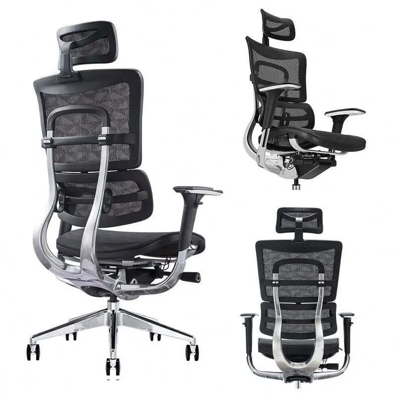 JNS801 Modern Design High Back Solid Aluminum Frame Construction Mesh Ergonomic Office Chair with Lumbar for Boss Use
