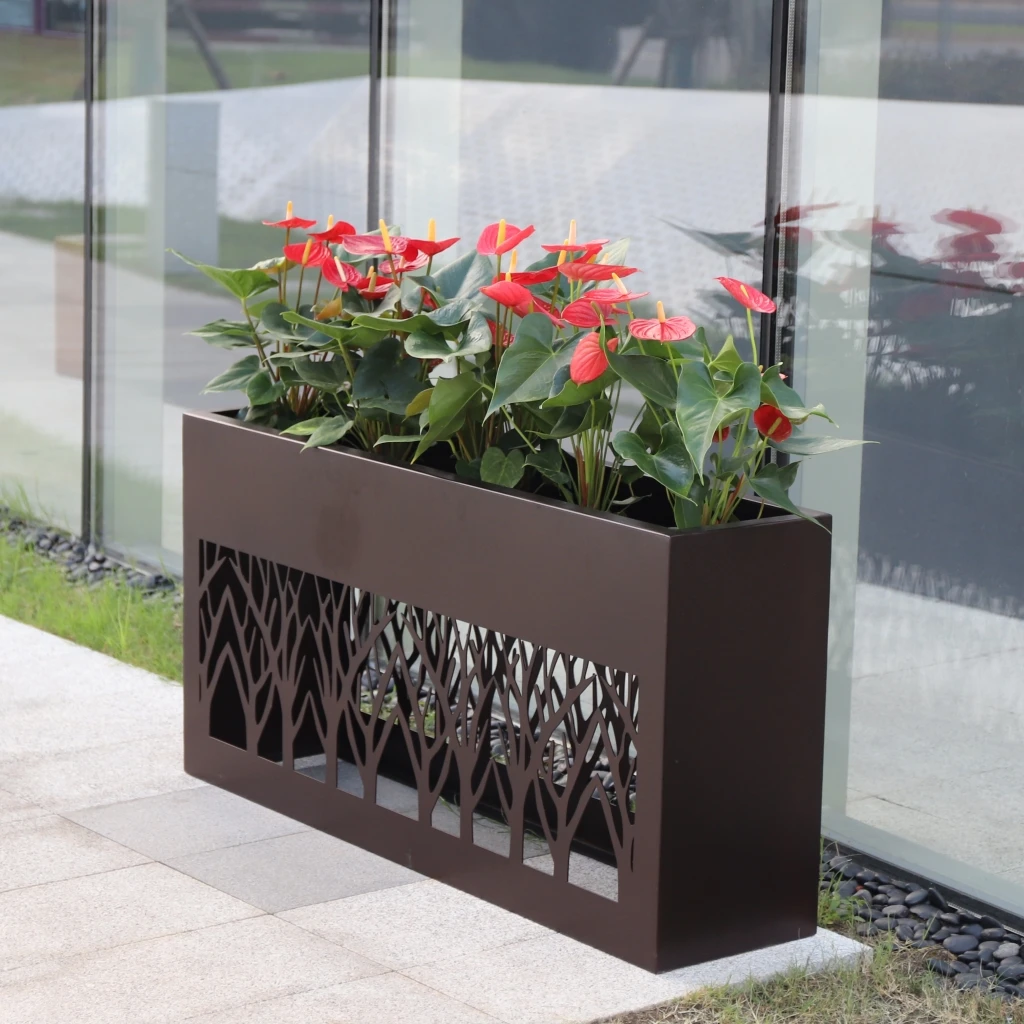 outdoor rectangular vase flower pots home decoration garden live planting planters box restaurant landscaping