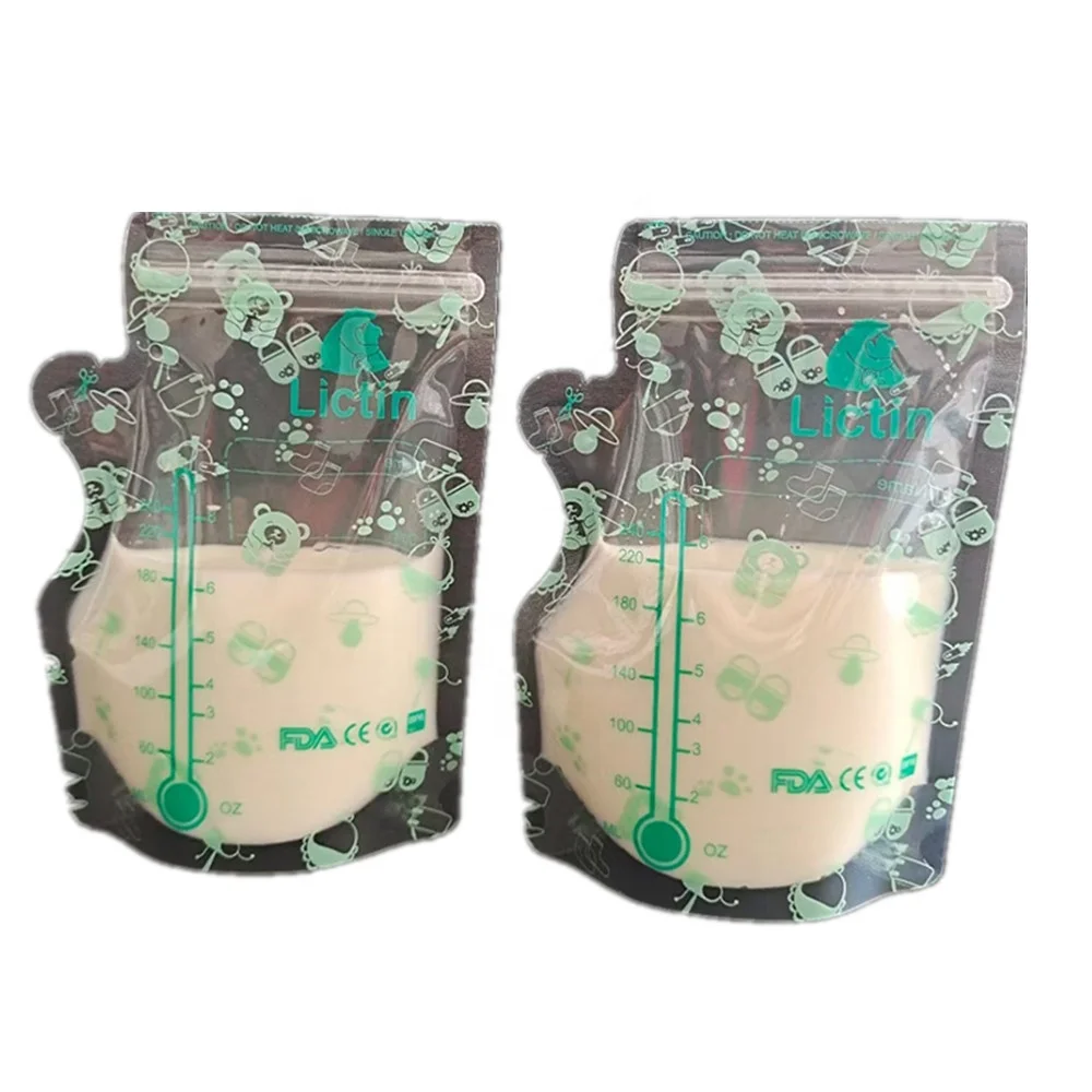OEM resealed 240ml 8oz BPA free double zipper freeze breast milk storage bag leak-free pouch