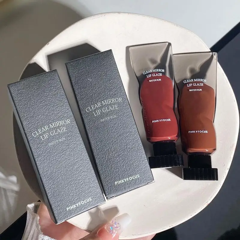 Black Mirror Water Lip Glaze High Gloss Makeup Longlasting Color Non-stick Cup Lip Gloss Moisturizing Sexy Red Lip Tint