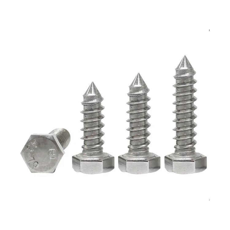 04 Stainless Steel Hexagonal Wood Screws with External Hex Drive and Sharp Point