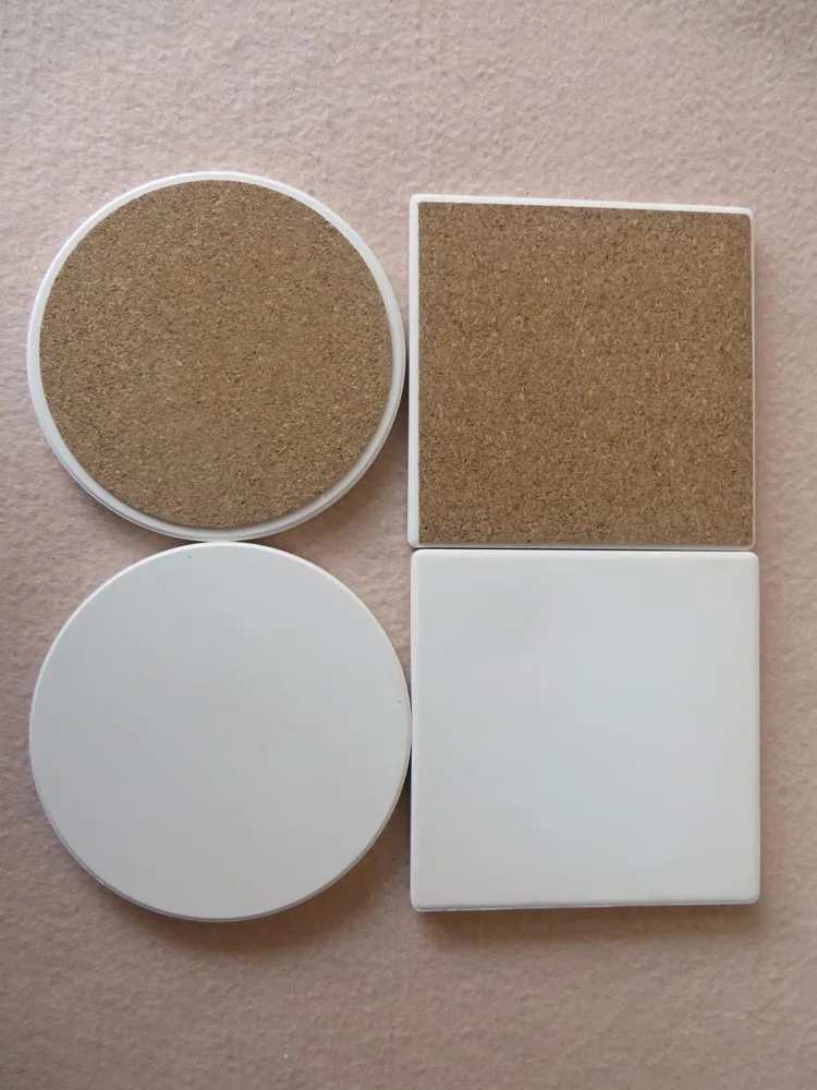 custom blank ceramic coaster with cork back factory price