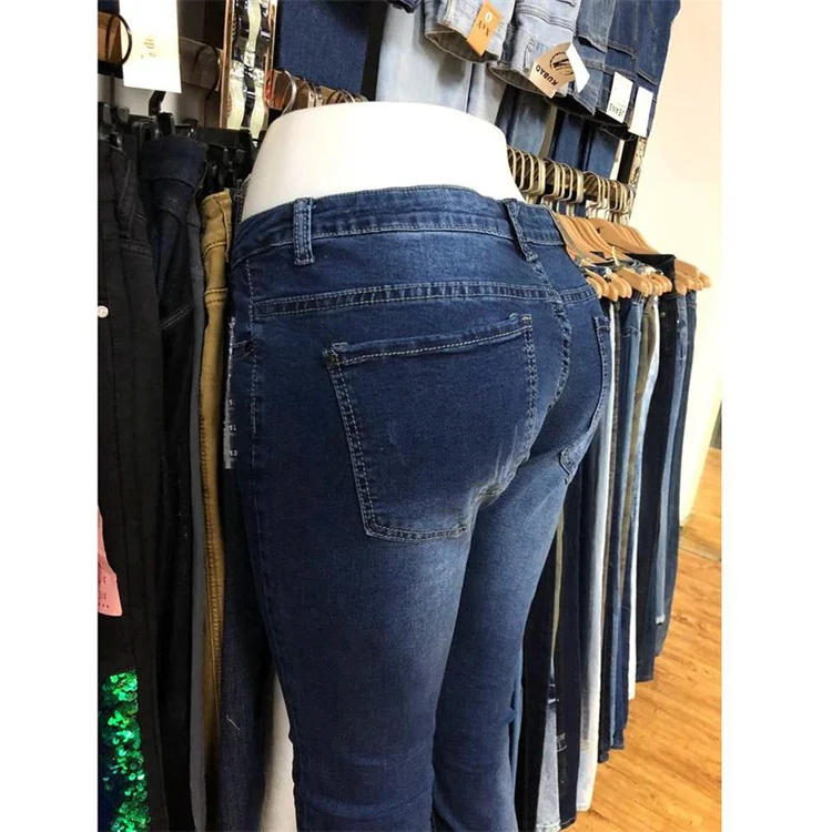 Ladies Plus Size second-hand hot sale Bell Bottom Jeans High Waist Ripped Jeans Women Washed Jeans
