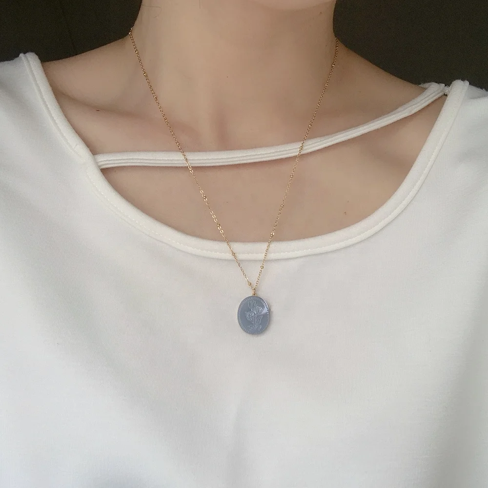 Fashion Stainless Steel Gold Shell Flower Pendant Necklace For Women 2022 Gift Jewelry Wholesale