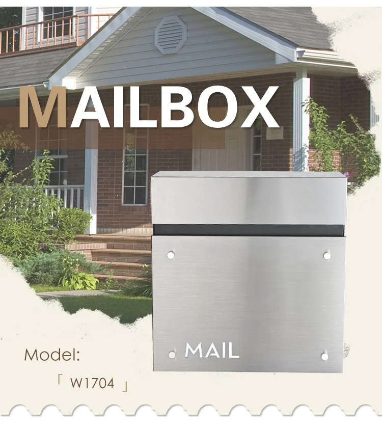 Modern Outdoor Key Lock Wall Mounted Mailbox Steel and Wood for Apartment and Garden for Newspaper Usage