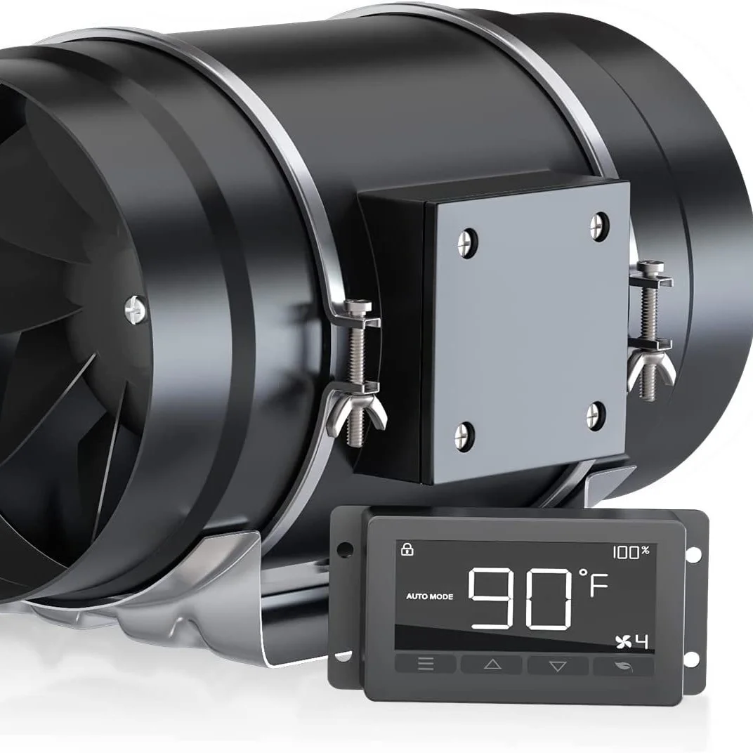 Drop shipping 8 inch 900CFM Duct fan with Temperature and Humidity Controller Exhaust Blower inlin duct fan for Hydroponics