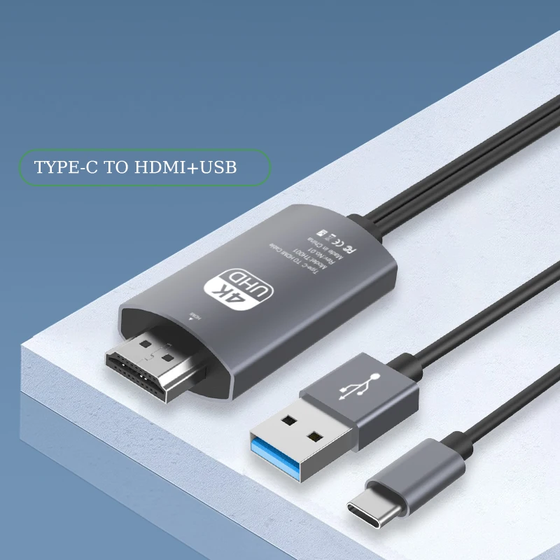 Premium Quality Gold Plated USB C to HDMI Cable 4K 30Hz 60Hz HDMI with Aluminium shell type c to hdmi converter