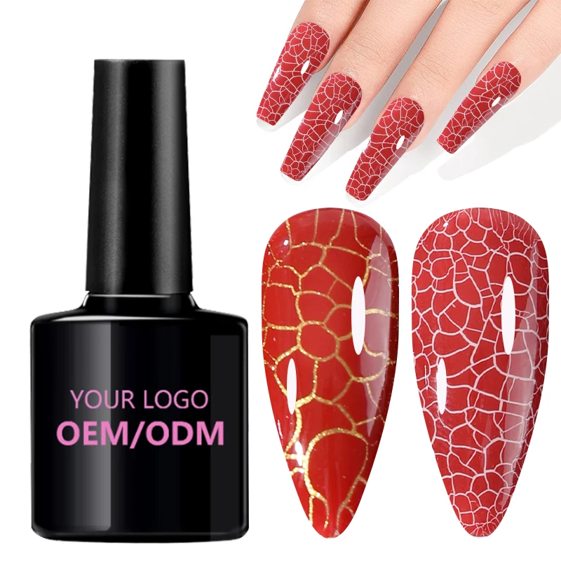 Art Uv Nail Supplies Gel Nail Polish Salon Semi Permanent Soak Off Private Label Vegan Crackle Gel Korean LED UV Lamp Non-toxic