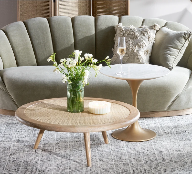 Изготовленный на заказ мебель для дома Декор деревянная мебель из ротанга круглый журнальный столик для гостиной