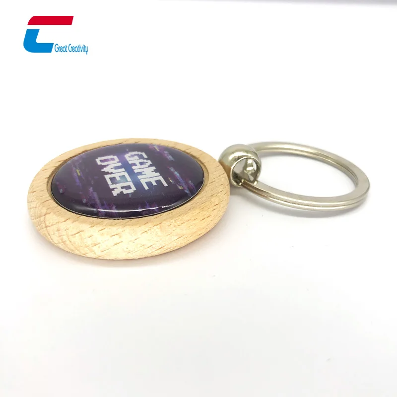 RFID деревянная nfc в социальных сетях брелок программируемый смарт-карты с металлическим кольцом iso14443a эпоксидные тег