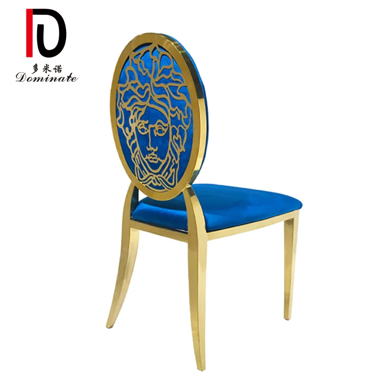 WC01 Dominate luxury stainless steel banquet throne wedding event golden dining chair with cushions