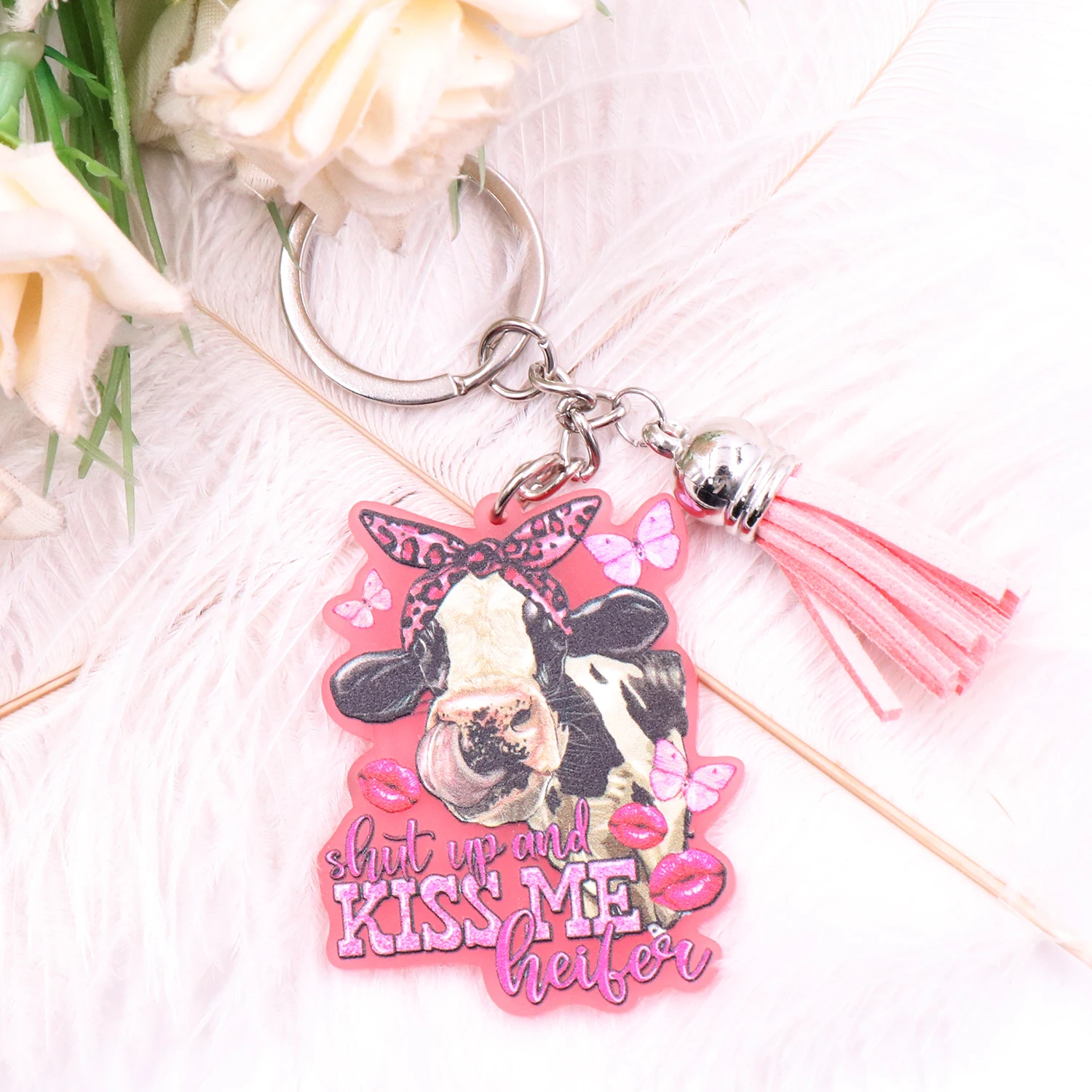 MD147KH1306 1 шт. новый продукт CN заткнись и поцелуй меня телка Модный День Святого Валентина акриловый брелок