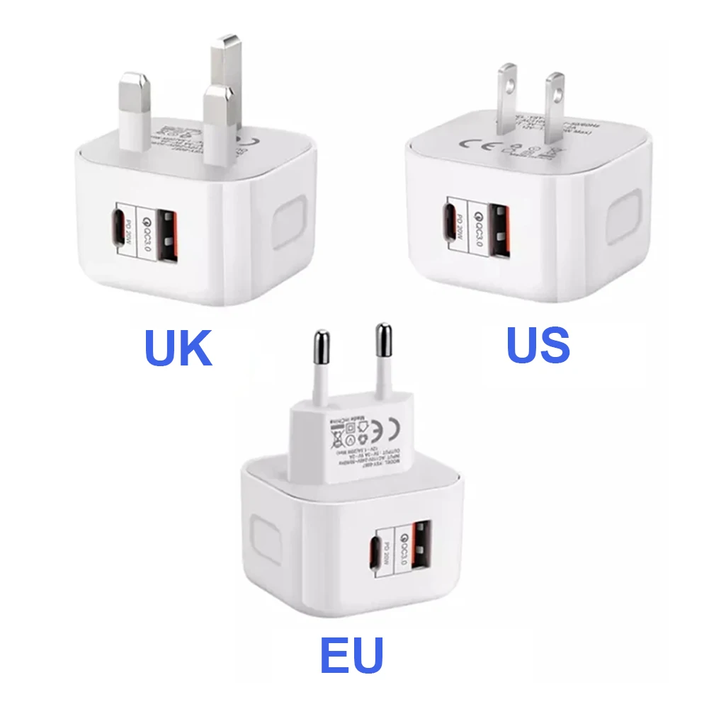 Пользовательские android дешевые usb c 20 Вт PD Быстрая зарядка 3 0 A + C универсальные настенные зарядные устройства для iphone 11