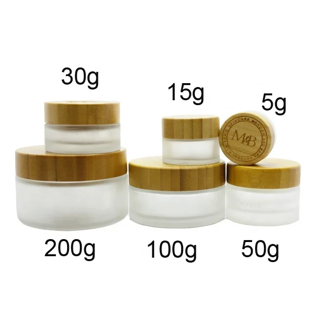 Empty wholesale clear frosted cosmetic bamboo packaging cream jar and bamboo lotion pump bottle roll on bottle BGJ-888S