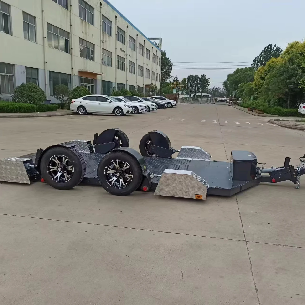 Race car air bag flat trailer lowering car trailer