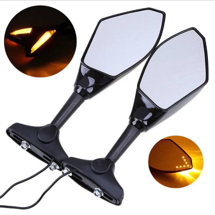 Motorcycle LED Rearview Mirror with Light for Yamaha YZF R1 R6 FZ1 FZ6 600R R3