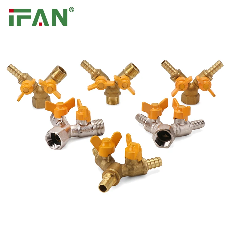 IFAN Y Type Three-Way Double Fork Switch Gas Valve Brass Ball Valve Brass Gas Valve