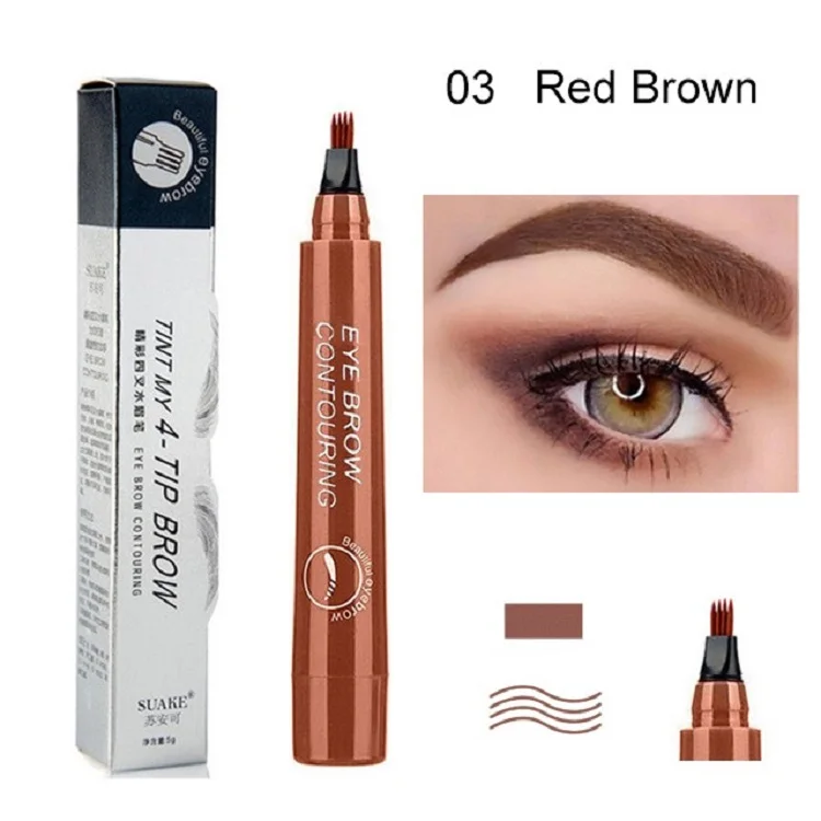 Microblading Eyebrow Pen Waterproof Fork 4 Tip Tattoo Pencil Long Lasting Professional Fine Sketch Liquid Eye Brow Pencil