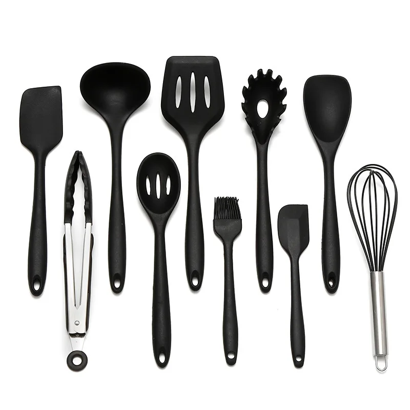 Wholesale Kitchen Items Stocked Custom Silicone Kitchen Utensils Set 10pcs Silicona Cooking tools