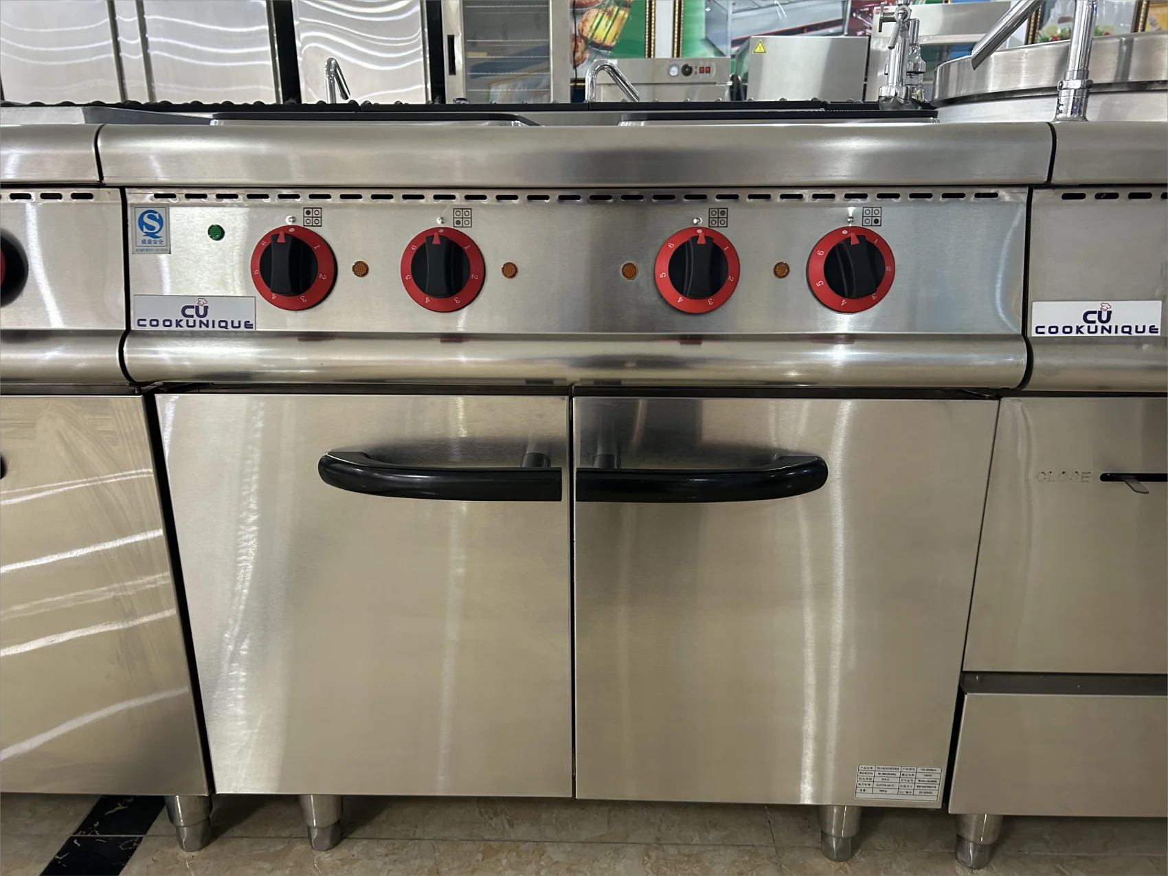 4-Plate Restaurant Kitchen Kitchen Cooking Equipment Durable Electric Stove Stove with Cabinet (Square Plate)