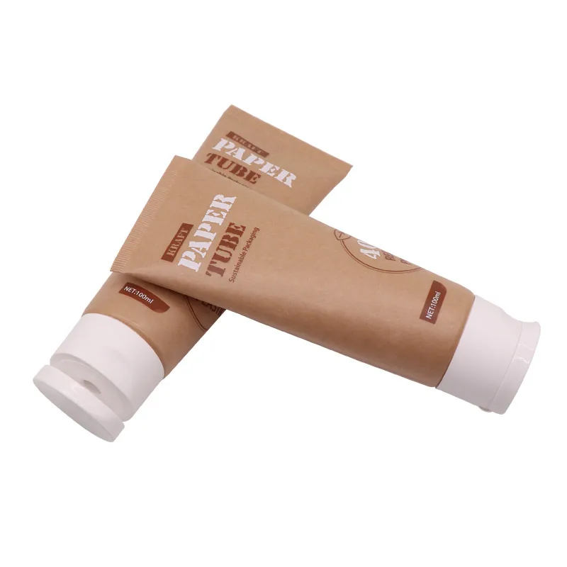 Eco-friendly Waterproof Kraft Paper Soft Tube Empty Facial Cleanser Gel Packaging Container Squeeze Cosmetic Tube