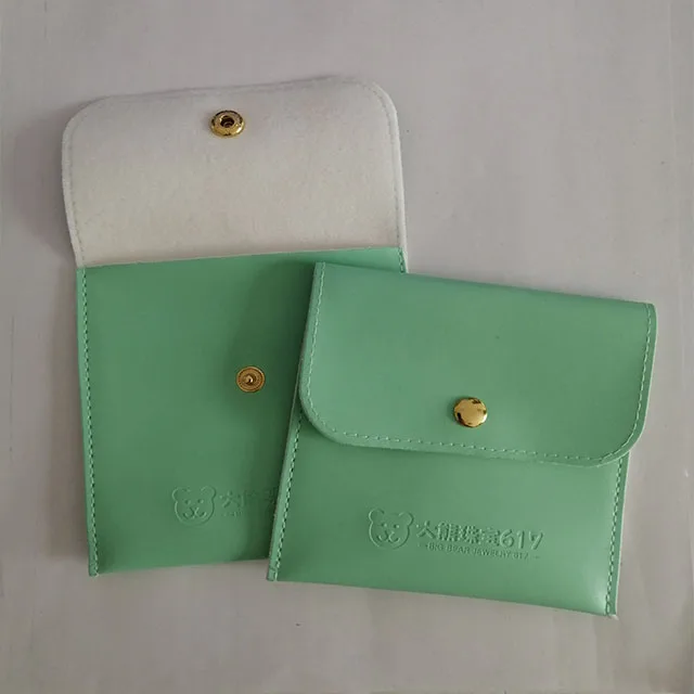 Luxury PU Bag Envelope Embossing Custom Logo Jewelry Packaging Ring Gift Pink Personal Flap Jewelry Leather Pouch