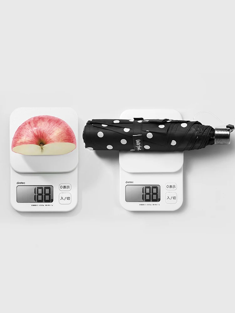 Dot Stripe Printing Portable Fashion Black Coated Lightweight Sunshade Umbrella For Summer