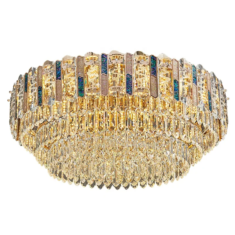 High Quality Ceiling Lamp Led Crystal Round Gold Lights Villa Hotel Chandelier Lamps