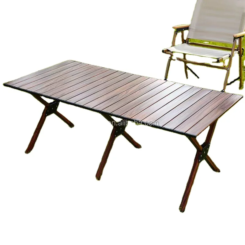 Portable folding solid wooden table static pressure bearing about 60 kg not easy to tip over