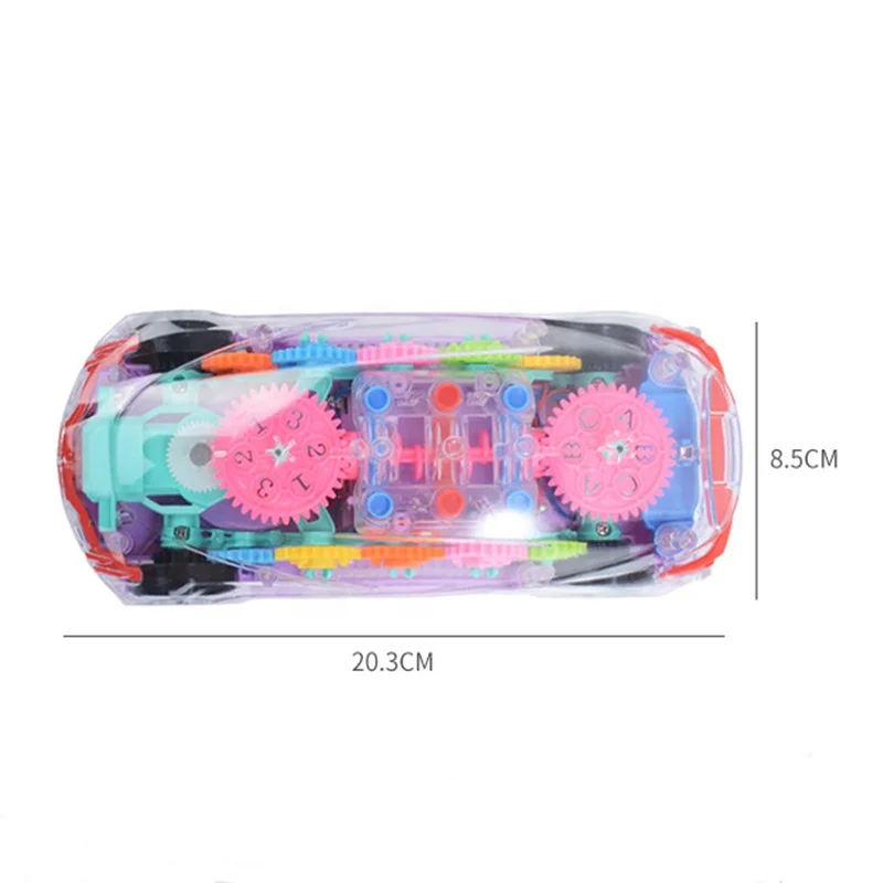 
Electric Universal Car Obstacle Automatic Turn Creative Educational Light Music Transparency Gear Concept Toy Race B/O Car 