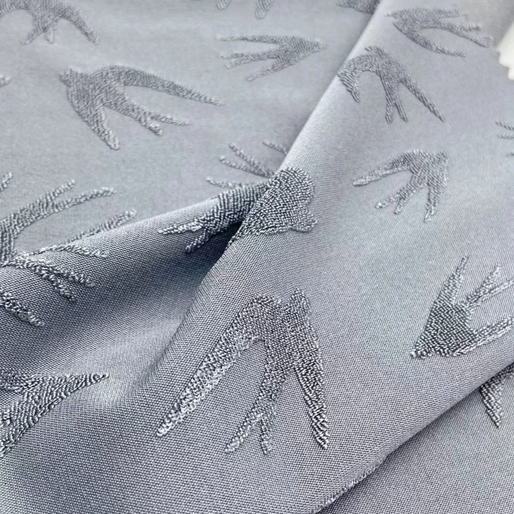 Maple leaf 98% polyester 2% stretch knitting brocade loop french terry jacquard fabric for garments swimwear