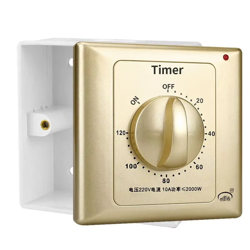 CXZTCL 30 min Gold Mechanical Timing Switch Energy saving spring loaded countdown timer for lamp, pump in wall type electromecha