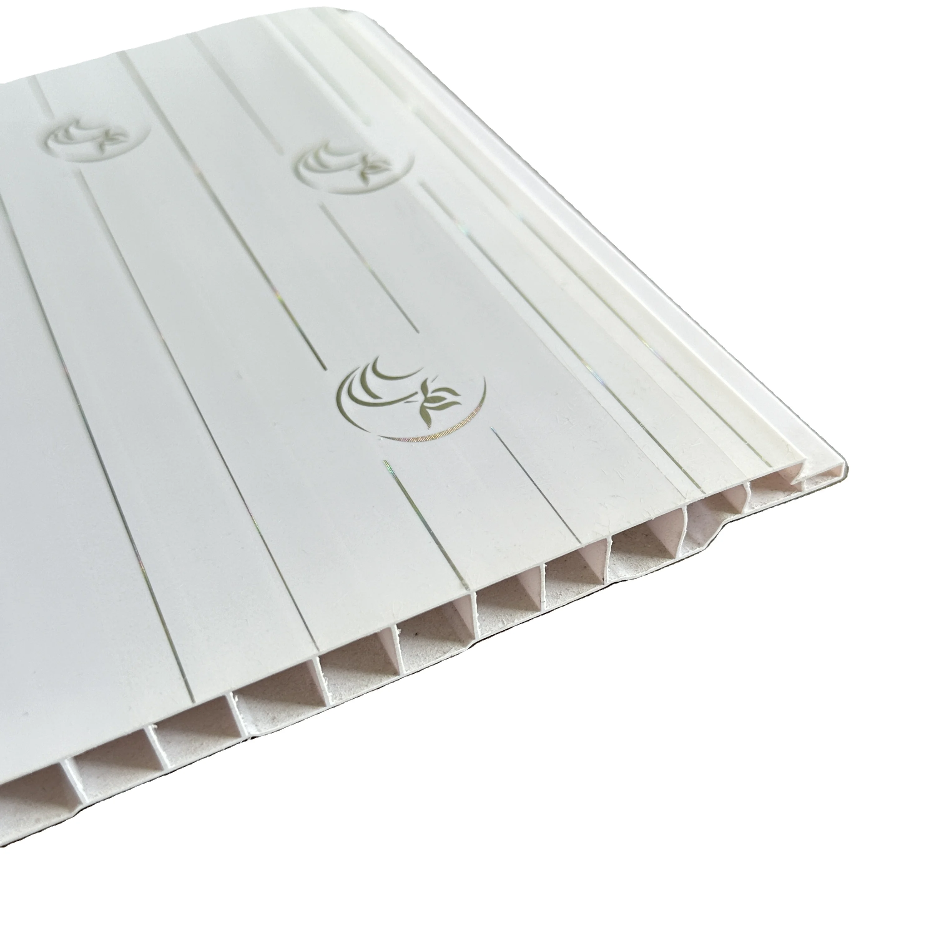 China Factory Cheap Wooden Color Laminate fluted pvc ceiling Pure White Brown Hot Stamping Foil faux pvc ceiling cladding