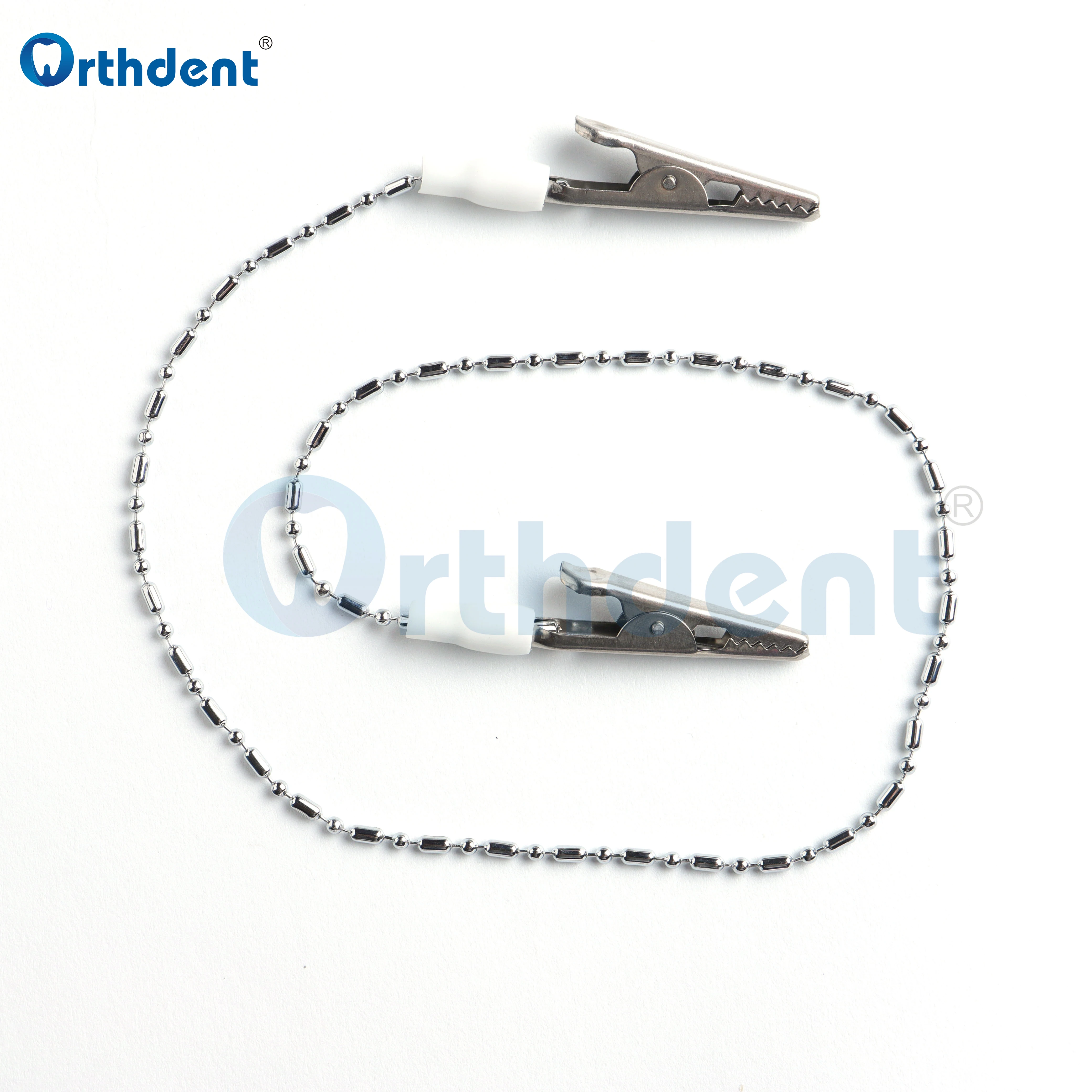 6 Pcs/Set Dental Colorful Bib Clips Cord Napkin Holder Flexible Metal Ball Chain Bibs 48cm Stainless Steel Instrument Materials