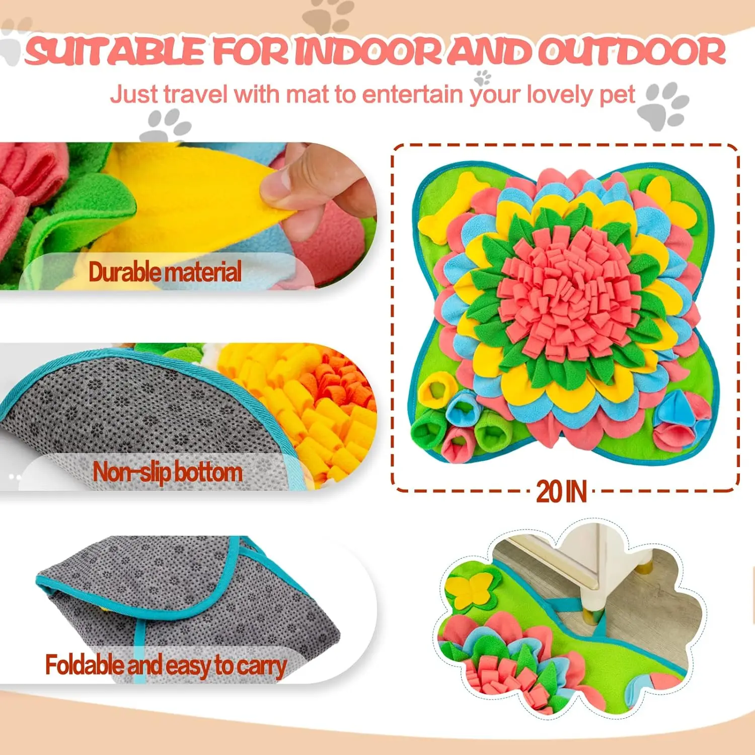 Pet Dog Snuffle Mat for Large Dogs Pet Feeding cat Sniffing Mat Nosework Training Interactive Puzzle Toys Snuffle Mat for Dogs