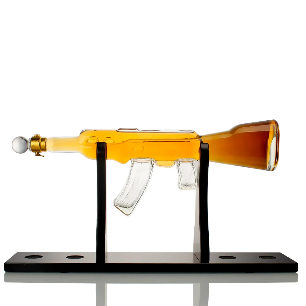AK47 Gun Shape Borosilicate Glass Bottle With Bullet Drink Bottle whiskey  decanter gun shaped alcohol bottle