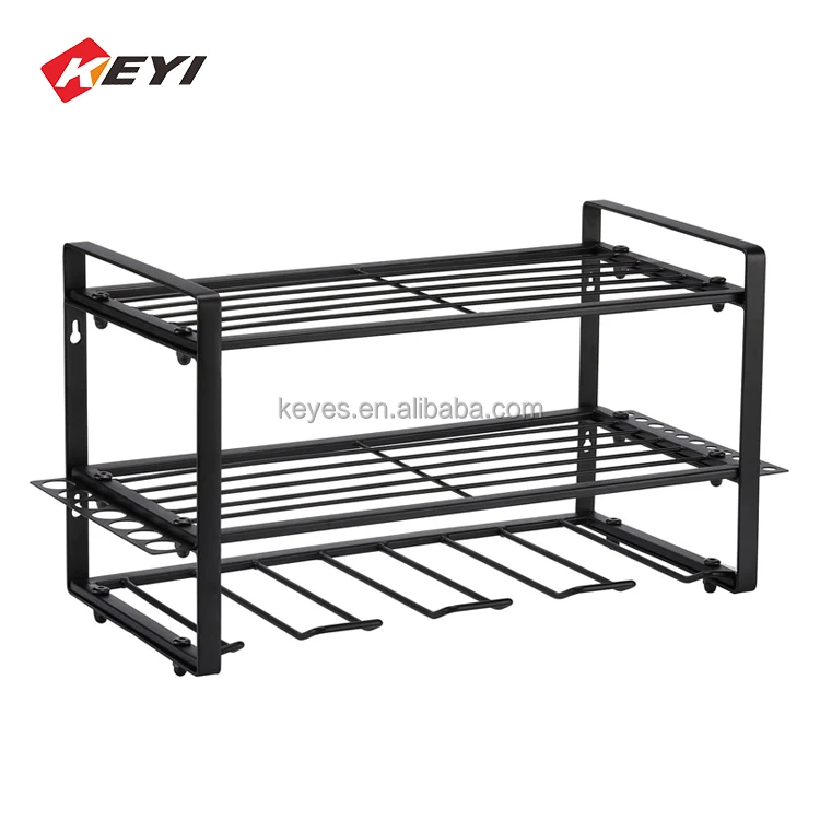 Metal Wall Mount Power Tool Rack for Drill Holder With Screwdriver and Bit Garage Storage Organizer