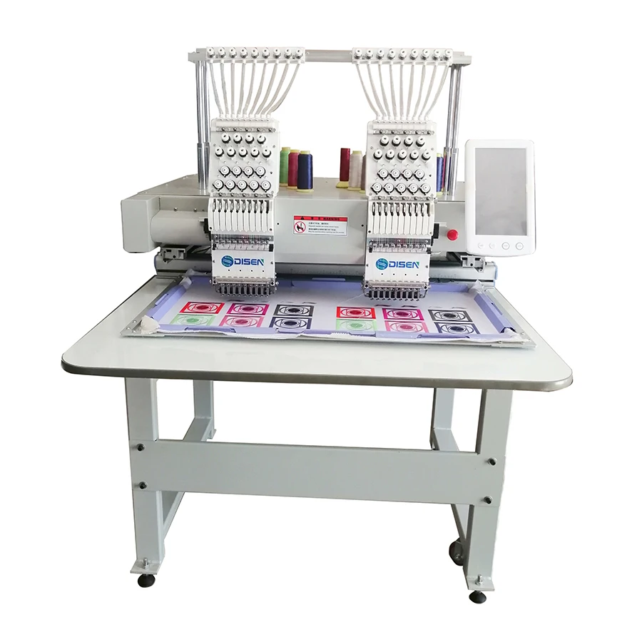Factory Industrial Uses 9 12 15 Needle Two 2 Head Hat Logos Name Flat Caps Tshirt Digital Computerized Embroidery Machines