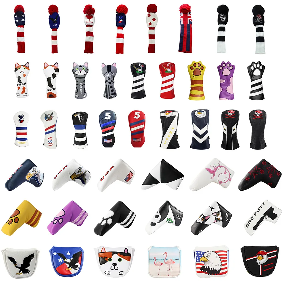 Custom golf driver headcover blade puetter cover golf mallet putter headcover wholesale golf club head covers